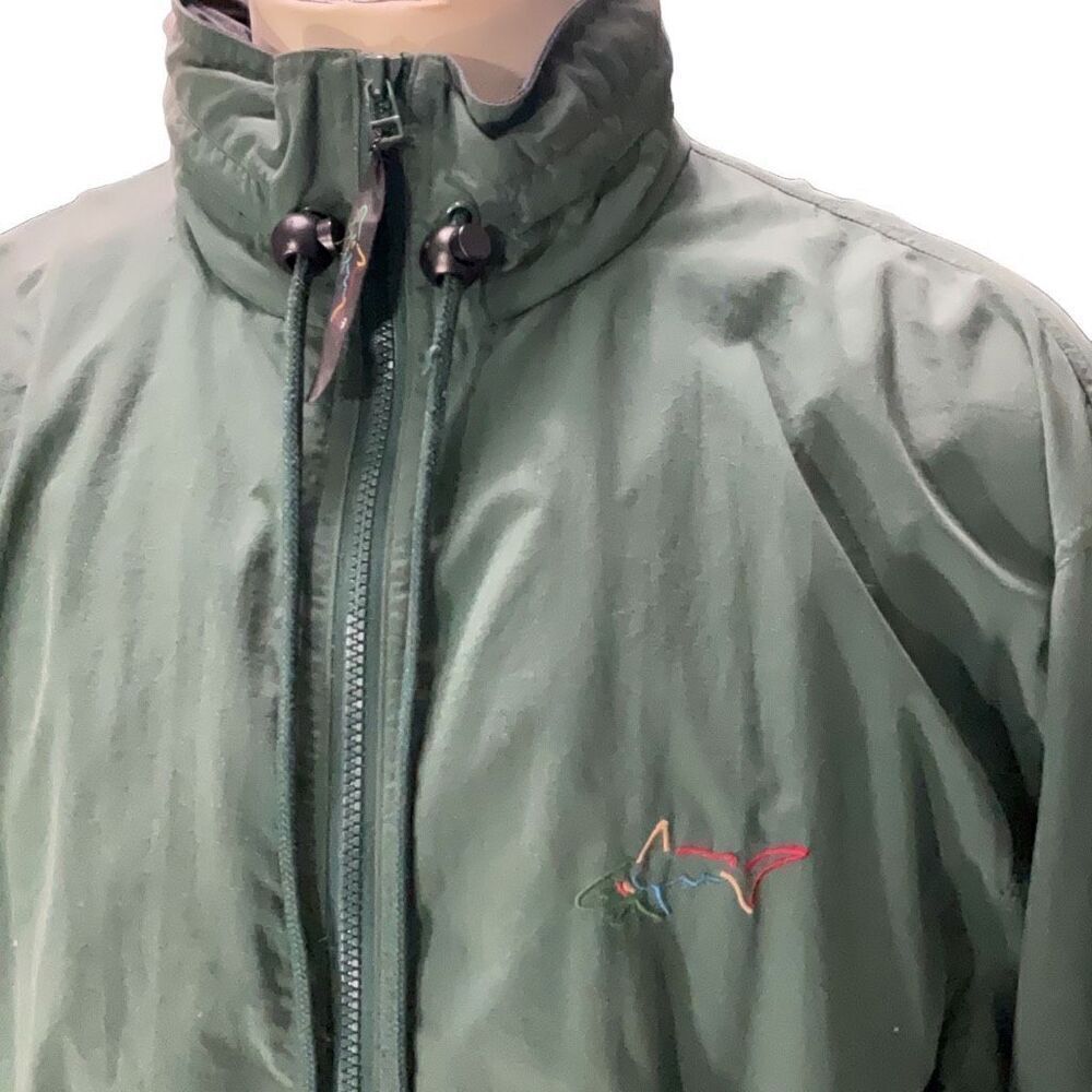 Greg Norman VTG Hooded Lightweight Zip Up Mock Neck Green Shark Jacket Sz Small - Picture 3 of 10